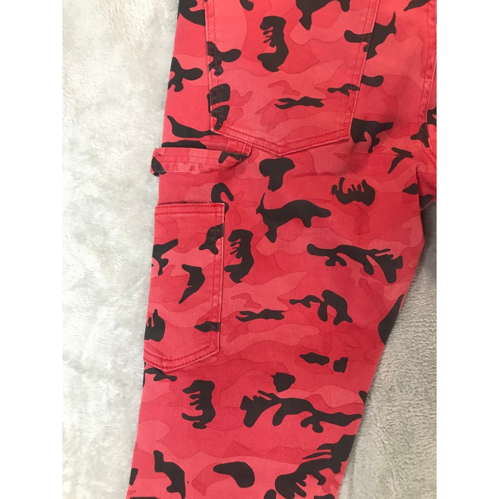 Valabasas Red Camo Carpenter Jeans Mens Flare Leg Raw Hem Streetwear Denim 35x39 - Picture 14 of 16